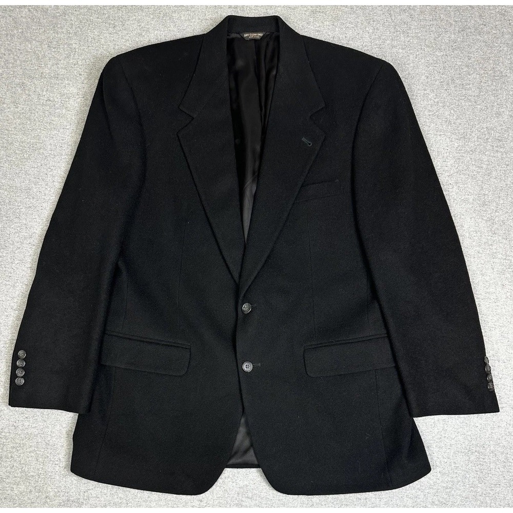 Bill Blass Blazer Mens 44R Black 100% Camel Hair Sport Coat Made in USA